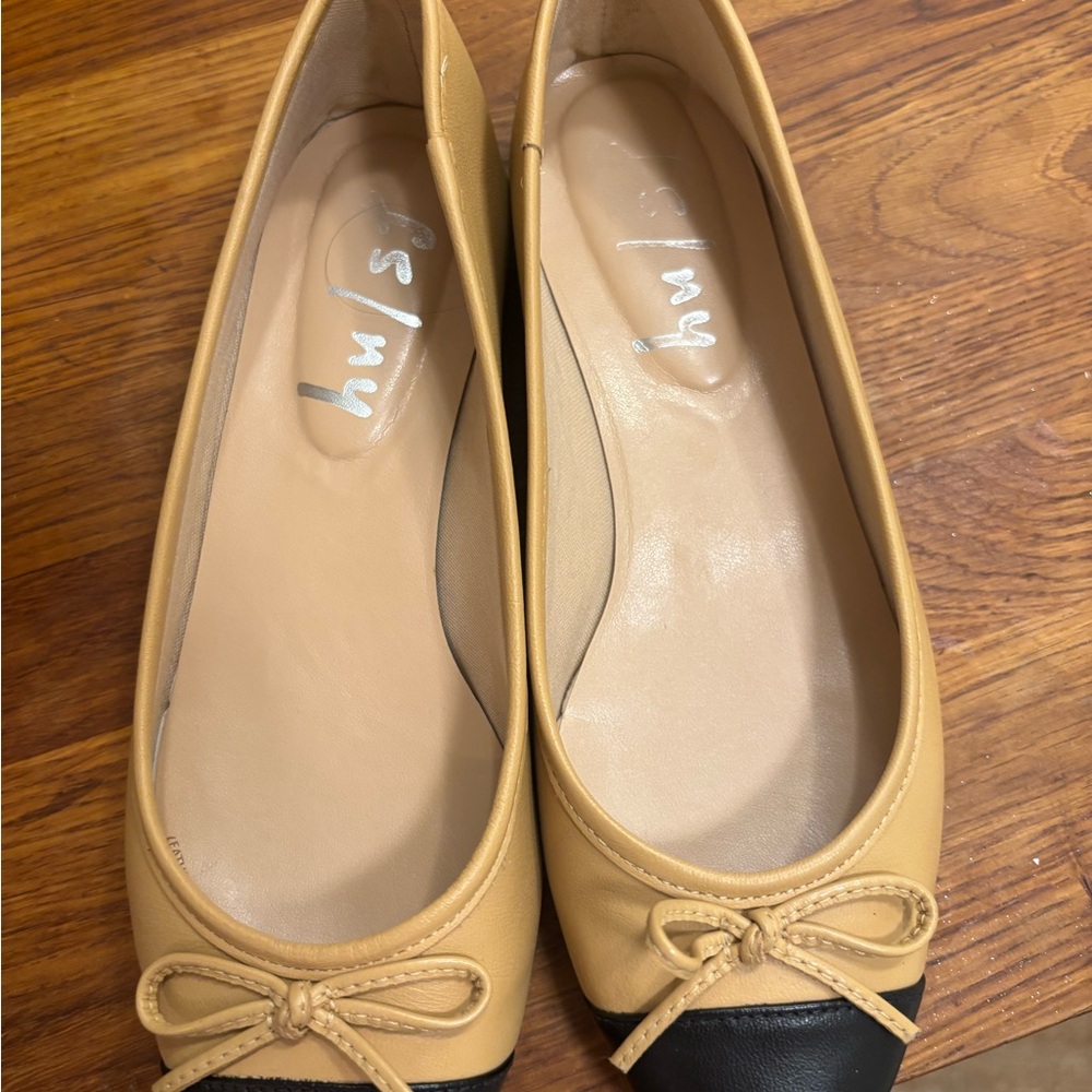 FS/NY LEATHER Stylish Two-Tone Ballet Flats